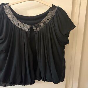 Chic Black Sequin Women's Blouse